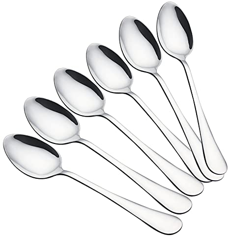 VANRA Set di 6 cucchiai da minestra, in acciaio inox resistente, colore argento, 20,3 cm (6 cucchiai)