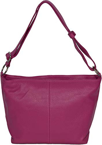 LucieElle Sac CUIR Femme Bandoulière/Sac CUIR Femme Porté Epaule/Sac CUIR Femme Bandoulière Italien/Sac à main femme CUIR 'Rafaela' (Fushia)