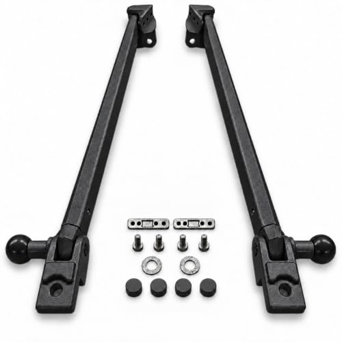 Teletoldo – Kit de Brazos para Toldo de Balcón de 50 ctms. con Sujeción a Barandilla ● Muelle Retráctil ● Pletinas + Tornillos + Embellecedores Incluidos ● Color Negro
