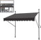 LARS360 Klemmmarkise Balkonmarkise aus Polyester, Balkon Markise ohne Bohren mit Handkurbel, Höhenverstellbar, Sonnenschutz Wasserdicht, UV-beständig Für Balkon Garten Terrasse (300x120cm Anthrazit)