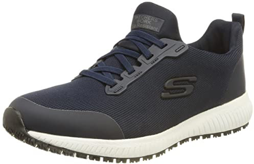Skechers Women's Squad Sr Sneaker, Navy Flat Knit, 8 UK