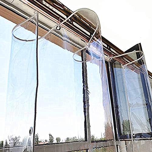 FENGSHOUU Transparente PVC wasserdichte Plane Verdicken Regenschutz Tarp Weicher Kunststoff Balkon Pflanzen Regen Vorhang Holz Sonnenschutz Gewebeplane Faltbar Vordächer mit Ösen 400gsm