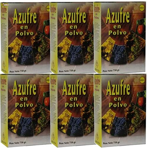 BricoLoco Azufre en Polvo espolvoreo. Anti oídio Plantas. Abono, Fertilizante, fungicida acaricida contra Hongos en Vid, Olivo, cítricos, hortalizas, Rosales y Ornamentales. 750 Gramos. (6)