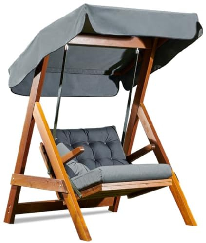 Casa Padrino Luxus Hollywood Schaukel Anthrazitgrau/Braun - Moderne Wetterfeste Garten Schaukel mit Sonnendach - Terrassen Möbel - Garten Möbel - Luxus Kollektion