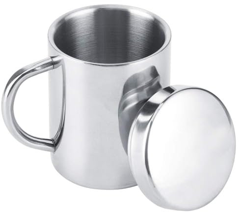 termo cafe taza termo cafe para llevar, Taza de café para acampar, taza de acero inoxidable para té, taza de aislamiento de pared con asa y tapa para el hogar, la oficina, los viajes(L)