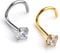 JSDDE 2pcs 20G Curved Nose Studs Stainless Steel Cubic Zircon Nose Ring Body Piercing, Silver+Gold