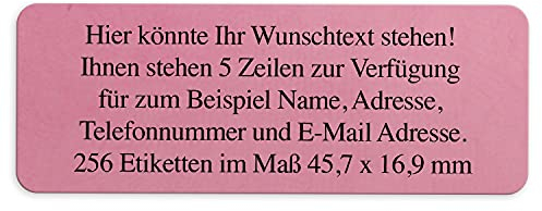 Adress-Aufkleber | PERSONALISIERT | 256 Stück | kleine Etiketten mit Wunsch-Text - Vintage Look Rosa | für Namen und Adressen