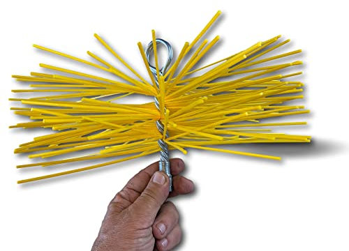 KIBROS Hérisson rond synthétique | Ø 300 mm | Embout acier fileté M12x1,75mm | Ramonage conduit gainé | Cheminée chaudière poele canalisations gouttières | Adaptable à tous types de cannes | 4ESS30