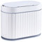 ELPHECO Mini Trash Can with Lid Small Desktop Trash Can with Lid, Slim Automatic Garbage Can, 1.3 Gallon Motion Sensor Countertop Waste Basket for Bedroom, Office, Bathroom, White with Grey Trim