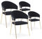 INTENSE DECO Lot de 4 chaises Margaux Velours Noir Pieds Or