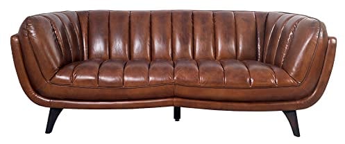Clubsofa Kingsmountain 3-Sitzer gerippt Vintage Cigar Echtleder Loungesofa Ledersofa Ledercouch Sofa