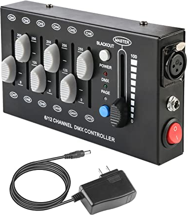 DMX Dimmer Controller, 12 Channel DMX Controller, Controlador DMX 512 Controller, Control DMX Light Controller Board, Mini Portable Dj Lights DMX Controller for DMX Light Control