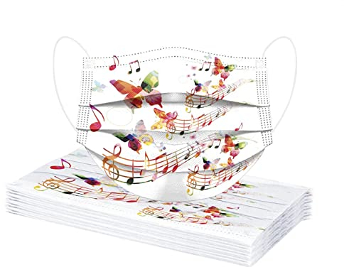 Generisch 10 Stück Mundschutz Erwachsene Einweg 3-lagig mit Motiv Bunt Face Cover Atmungsaktiv Smile Print Mund Nasenschutz Outdoor Multifunktionstuch Halstuch