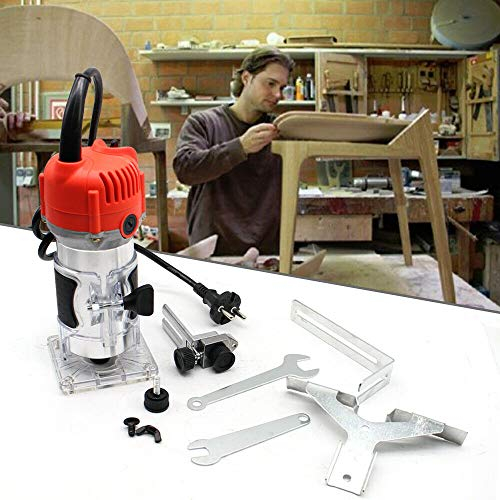Oberfräse Trim Router-800W Holzlaminator Router, 1/4 Oberfräse Trim Router Fräsmaschine Holzbearbeitung Trimmer-Elektrik Hand Trimmer mit Schraubenschlüssel-30000RPM