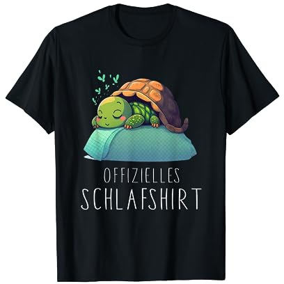 Gift Idea - Offizielles Schildkröten Schlafshirt – T-Shirt in Schwarz, Kurzarm, Unisex, Größe S
