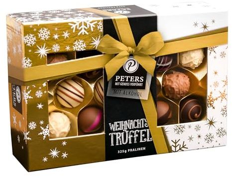 Peters Mit Genuss verführt | Weihnachtstrüffel | Mit Alkohol | Gemischte Trüffel | Köstliche Pralinés | Weihnachten | Geschenkidee | Geschenk | Made in Germany | 325g