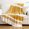 BATTILO HOME Mustard Yellow Throw Blanket for Couch, Farmhouse Chenille Knit Throws for Sofa, Chair, Bed, Halloween Fall Decor, Fall Blanket,