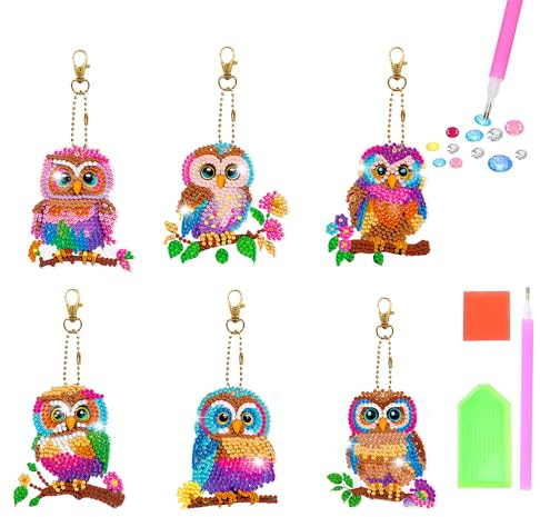 Starnearby DIY Diamond Painting Schlüsselanhänger Doppelseitig Diamant Malerei Schlüsselbund Anhänger Geschenke für Frauen Familie Festliche