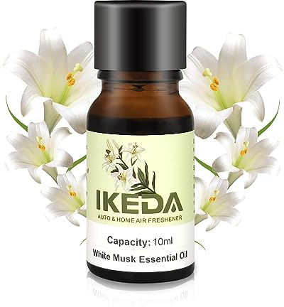 Auto Lufterfrischer Öle Refills丨10ml 100% natürliche Duft ätherisches Öl丨Aromatherapie Öle für Diffusor, Luftbefeuchter, Reiniger丨Duftende Öle für Haus, Auto & Yoga Raum (white musk)