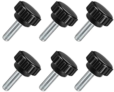 TA-VIGOR 6Pcs M6 x 15mm Male Thread Knurled Clamping Knobs Grip, 20mm Dia Carbon Steel Thumb Screw Clamping Handle Bolt with Thermoset Plastic Knobs