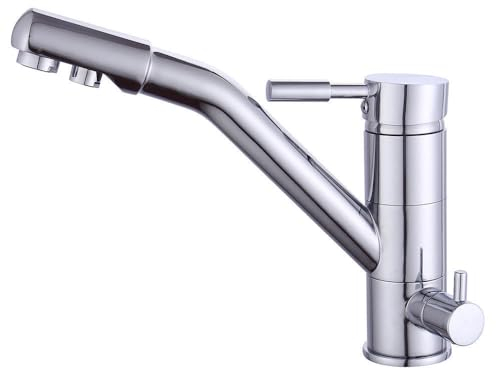3 in 1 Küche Wasserfilter Armatur Drei-Wege Wasserhahn Filtersystem Wasserkran Spülbeckenarmatur Drehbar Drei-Wege Küchenarmatur Einhebel Wasserfilter