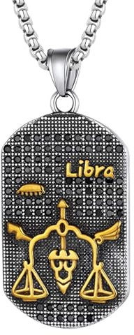 JewelryWe Sternzeichen Kette Herren Erkennungsmarke: Edelstahl 12 Sternbilder Tierkreis Horoskop Dog Tag Hundemarke Anhänger mit Gravur Konstellation Halskette für Männer Gold Silber