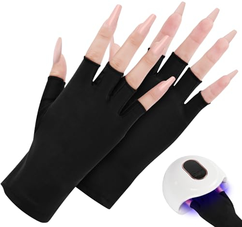 ACWOO UV Shield Handschuhe Nägel, UV Schutz Fingerlose Handschuhe Damen UV Handschuhe, Maniküre Handschuhe Professionelle