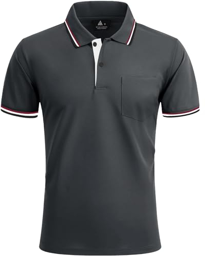 zitysport Poloshirt Herren Kurzarm Shirt Atmungsaktives Golf Polo Shirt Männer Sommer Shirts Sport Basic Slim Fit Tshirt mit Brusttasche Polohemd(Dunkelgrau-XL)