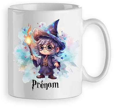 Mug tasse sorcier à lunette cadeau enfant ou adulte personnalisable avec prénom