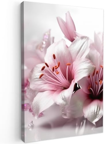 MuchoWow© Wandbilder Groß XXL Schlafzimmer Home Deko Wohnung Bild - Natur | 80x120 cm - Wohnzimmer Fotoleinwand Wand Bilder Leinwand Wall Decor Blumen - Lilie - Sakura - Rosa