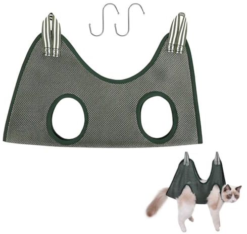 EORPAVU Soins des griffes pour chats,Hamac de toilettage pour Chat et Chien, Sac de toilettage pour Animaux de Compagnie, Fournitures pour Animaux de Petite et Moyenne Taille (Vert, Taille L)