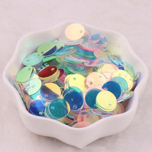 Runde Pailletten 10mm,Pailletten zum Basteln,Pailletten mit Loch,Handwerk Pailletten Spangles,PVC-Paillettenflocken,für DIY Herstellung,Kleidung,Schmuck Dekor,Ca.1120 Stück,Gold Transparent Gemischt