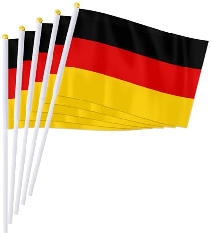 PTEROSAUR Lot de 100 drapeaux allemands à main, 14 x 21 cm, petits drapeaux nationaux allemands, pays européens du monde à agiter (100)