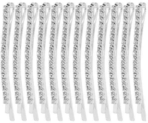 12 Pezzi Fermagli per Capelli Strass, Mollette Cristallo Forcine Perni Forcina con Strass Argento Forcina con Strass Color.