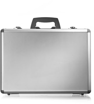 GUARDIQUE Aluminiumrahmenkoffer, PB6, mit Rasterschaumstoff, Attachékoffer, Aktenkoffer aus Aluminium, Alu-koffer, Demonstrationskoffer, Aluminium Schutzkoffer, Silber, 45,5 x 32 x 19,6 cm