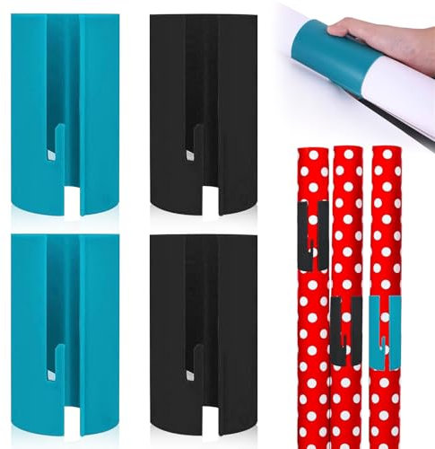 Découpe de Papier d'Emballage Cadeau, 4 Pièces Coupe Papier D'Emballage, Coupe Papier Rouleau Coulissant, Coupe Papier Cadeau, Pour Rouleaux De Papier, Papier D'Emballage Cadeau (Noir+Bleu)