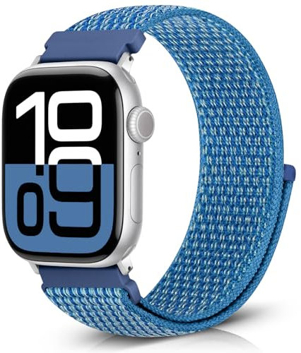 Bcuckood Nylon Sport Armband Kompatibel mit Apple Watch 42mm 41mm 40mm 38mm für Damen Herren, Sport Solo Loop Armband für iWatch Serie 10 9 8 7 6 5 4 3 2 1 SE, Cape Blau