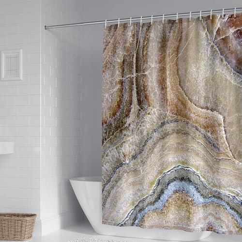 Whoiy Rideau Douche Tissu Polyester Anti Moisissure 200 cm Hauteur, Rideau de Douche Motif Marbre Multicolore Moderne Rideau Baignoire Lavable 150 x 200 cm