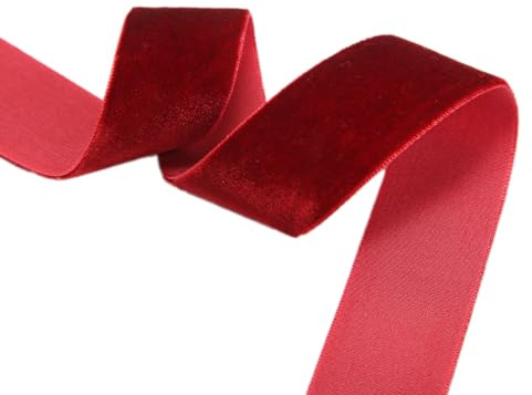 Anevous 50 Yards Samtband 6mm Dekoration Geschenkband, Samt Schleifenband, Samtbänder Dekoband für DIY Verpackung von Geschenken Hochzeit Geburtstag Weihnachten,Rot
