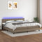 KOIECETA Boxspringbett mit Matratze LED Doppelbett Polsterbett Bett Bettrahmen Bettgestell Lattenrost Schlafzimmerbett Hotelbett Taupe 200x200 cm Stoff