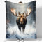 Decke Weich Flanell Plüsch Fleece Wohndecke Tier Elch Muster Überwurf, Leichte Gemütliche Plüschdecke Braun für Schlafzimmer Wohnzimmer Sofa Tagesdecke Decke 130 x 150 cm
