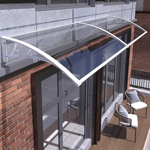 CFGYHN Moderne Polycarbonat-Abdeckung, transparente Tür- und Fensterüberdachung, Eingangsmarkise, UV-Regenschutz-Überdachung, mit Halterung, für Garagenbüro (60 x 330 cm/24 x 130 Zoll)