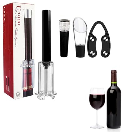 Wine Opening Set, 4-teilig Weinöffner Luftdruck, Korkenzieher, Wine Opener, Weinöffner Mit Luftpumpe, Weinöffner Mit Luftdruck, Korkenzieher Wein, Weinflaschenöffner-Pumpe, Weinöffnungsset Druckluft