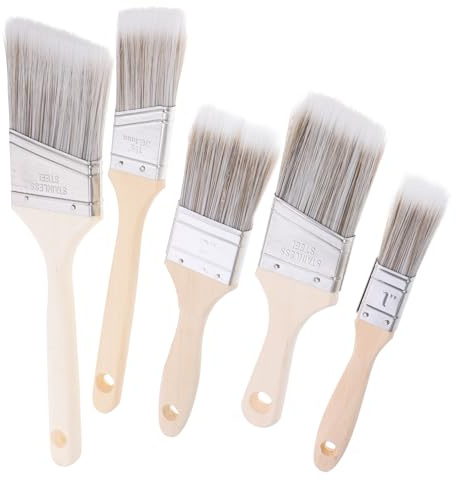 ANDRESLAD Portable BBQ Brush Set 5pcs Paint Brush Set Small Wooden Handle for Wall Cleaning