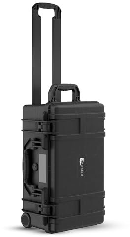 Reflex Camera Large Protective Hard Camera Case Suitable for Drones, Lens, DSLR & Guns. Smooth Rolling Wheels Customisable Fit Foam, Waterproof IP67, Shockproof 21.5 x 13.6 x 9.3 inches.