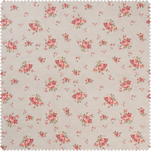 Globaltex Baumwollstoff Rosen, Acryl beschichtet, 140 cm breit, Meterware – Hochwertiger Baumwollstoff, langlebig