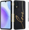 HAONANDE Étui pour Huawei P20, Housse Mignon Bling de Luxe pour Filles Femme avec Doré Motif de Coeur d'amour dragonne Cordon, Ultra Fine Souple TPU Antichoc Coque Noir