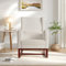 Fauteuil a Bascule avec Repose Pied, Chaise à Bascule Allaitement, Rocking Chair Coussin Lombaire et 2 Poches latérales, Pieds en Bois Massif pour Chambre, Salon (Lin Beige)