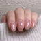 24Pcs Square False Nails, Glitter Edge Nude Pink Acrylic Medium Length Full Cover Press on Detachable Stick for Women DIY