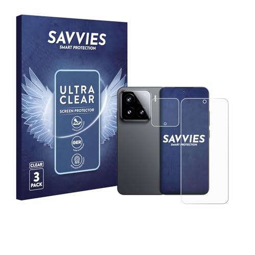 Savvies Schutzfolie für Xiaomi 15 | (Display+Kamera) 6 Stück Transparenter Displayschutz Made in Germany Ultra-Klar Displayschutz-Folie